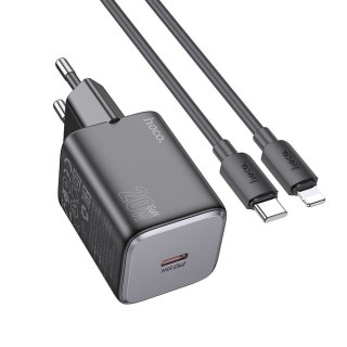 Ładowarka sieciowa do telefonu Hoco USB C QC PD 20W + kabel USB C do Lightning N40 czarna