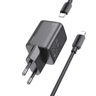 Ładowarka sieciowa do telefonu Hoco USB C QC PD 20W + kabel USB C do Lightning N40 czarna