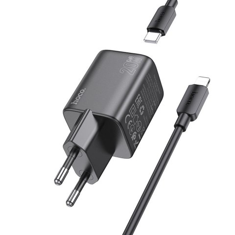 Ładowarka sieciowa do telefonu Hoco USB C QC PD 20W + kabel USB C do Lightning N40 czarna
