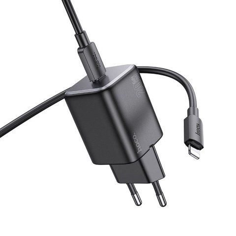 Ładowarka sieciowa do telefonu Hoco USB C QC PD 20W + kabel USB C do Lightning N40 czarna