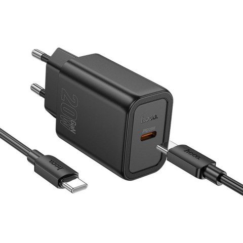 Ładowarka sieciowa do telefonu Hoco USB C QC PD 20W + kabel USB C do Lightning N60 czarna