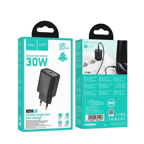 Ładowarka sieciowa do telefonu Hoco USB C QC PD 30W N62 czarna