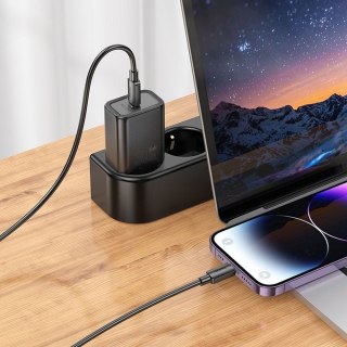 Ładowarka sieciowa do telefonu Hoco USB C QC PD 30W + kabel USB C do Lightning N62 czarna