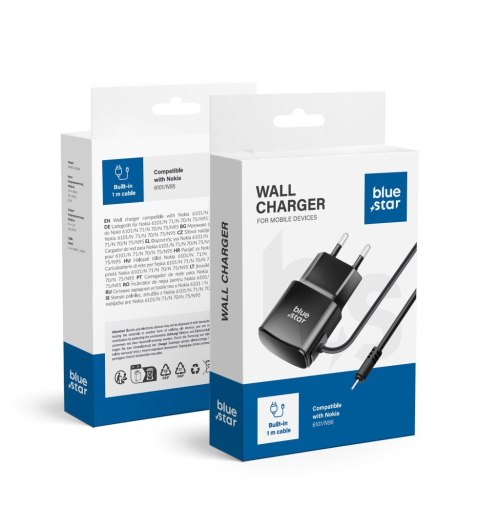 Ładowarka sieciowa do telefonu Nokia 6101 / N70 / N95 Blue Star 0,6A 3W TFK-TC-1100B czarna