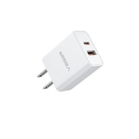 Ładowarka sieciowa do telefonu VEGER USB A + Typ C PD QC3.0 3A 30W VLS302U biała