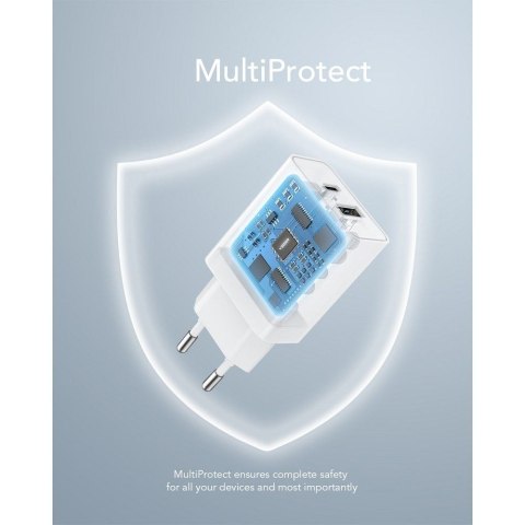 Ładowarka sieciowa do telefonu VEGER USB A + Typ C PD QC3.0 3A 30W VLS302U biała