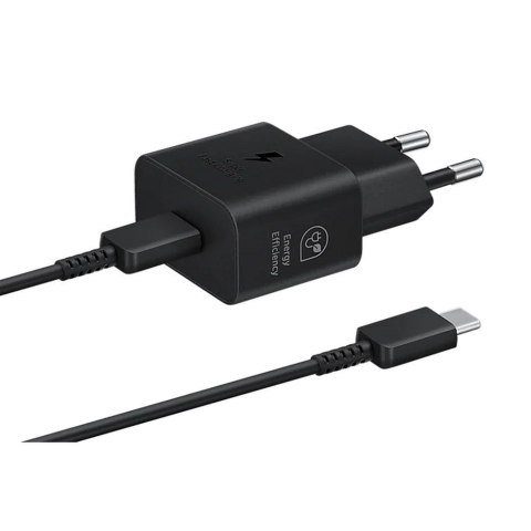 SAMSUNG oryginalna ładowarka sieciowa Typ C + kabel Typ C do Typ C PD 3A 25W GaN EP-T2510XBEGEU czarna blister