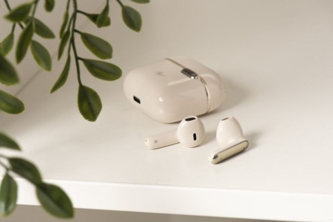 Słuchawki bezprzewodowe douszne Art TWS + stacja dokująca ze złączem USB C AP-TW-B4W białe