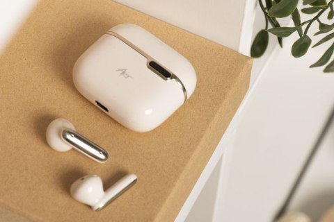 Słuchawki bezprzewodowe douszne Art TWS + stacja dokująca ze złączem USB C AP-TW-B4W białe