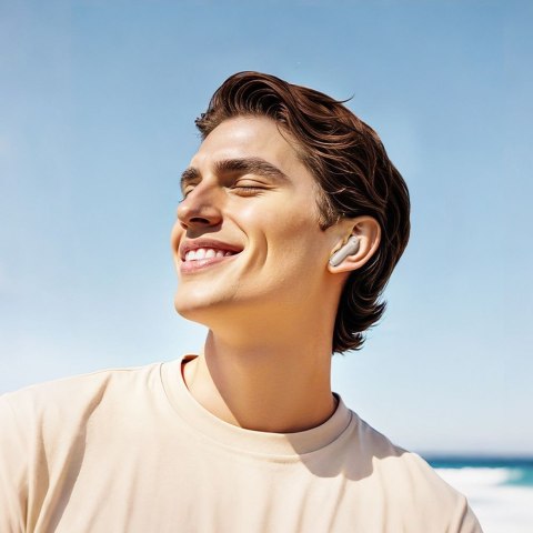 Słuchawki bezprzewodowe douszne Hoco z ekranem dotykowym TWS ANC ENC EQ21 białe