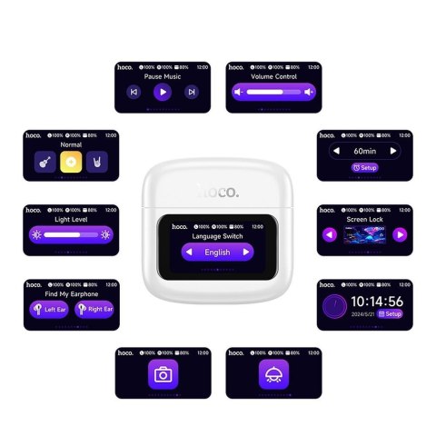 Słuchawki bezprzewodowe douszne Hoco z ekranem dotykowym TWS EQ14 białe