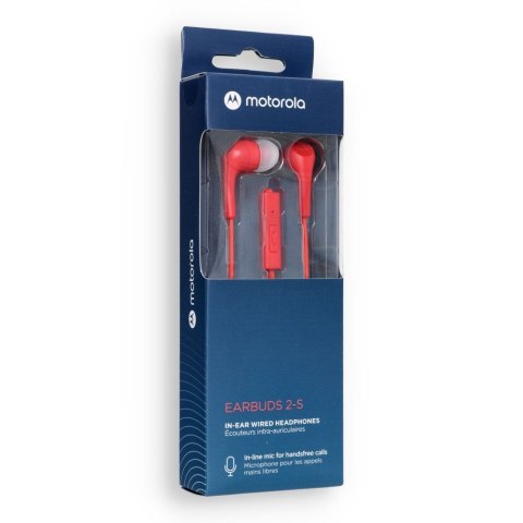Słuchawki przewodowe douszne z mikrofonem MOTOROLA Ear Buds 2-s czerwone