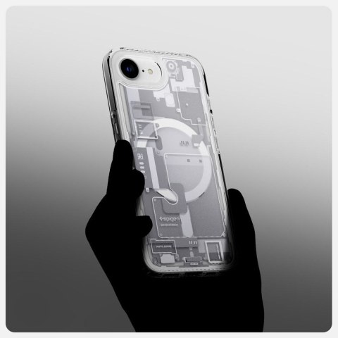 SPIGEN futerał ULTRA HYBRID MAG kompatybilny z MagSafe do IPHONE 16e (SE 4 2025) zero one white