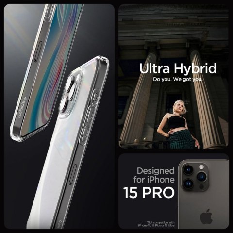 SPIGEN futerał ULTRA HYBRID do IPHONE 15 Pro frost clear
