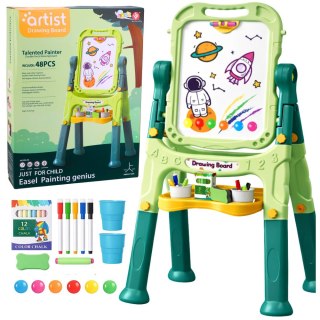 Tablica Dwustronna Magnetyczna Kredowa Suchościeralna Magnesy Kredy 48 el.