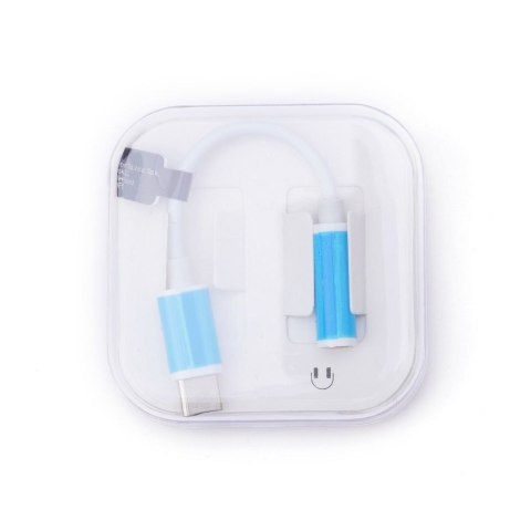 Adapter AUX Typ C (męski) do Jack 3,5 mm (żeński) BOX biały