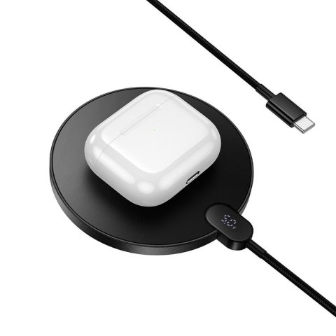 Ładowarka indukcyjna Hoco 15W z kablem USB C i wyświetlaczem CW62 czarna