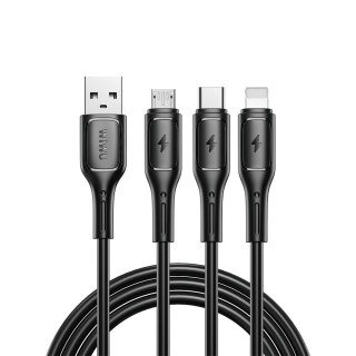 Kabel 3w1 USB A do USB C, Micro USB, Lightning Wiwu 3,1A Wi-C045E 1m czarny