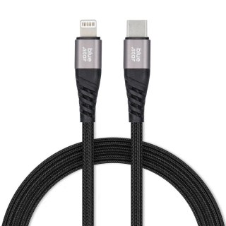 Kabel USB C do Lightning Blue Star 2,4A z oplotem 1,2 m TFK-DC-003 czarny