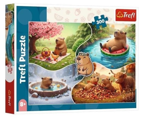 Puzzle 300 Cztery pory roku z kapibarami
