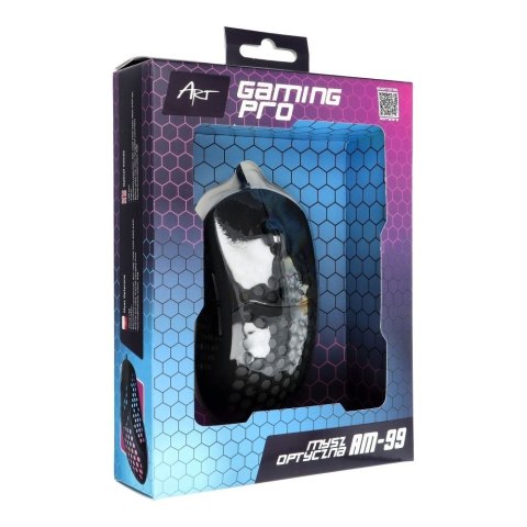 ART myszka komputerowa przewodowa USB A 6400 dpi podświetlana AM-99 czarna