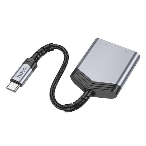 Adapter AUX 2w1 USB C do USB C / Jack 3,5 mm Hoco 27W LS39 szary