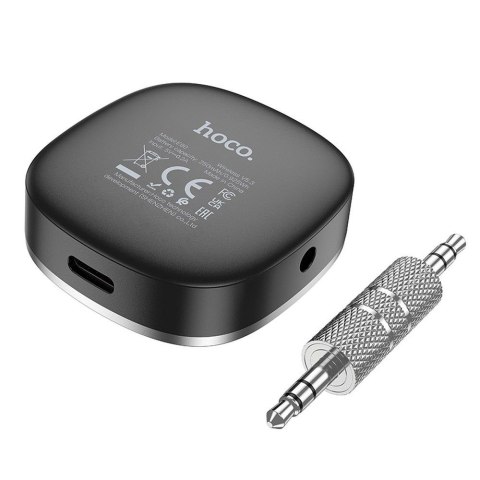 Adapter AUX bluetooth Jack 3,5 mm Hoco z wyświetlaczem E80 czarny
