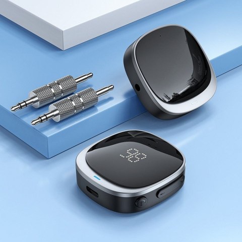 Adapter AUX bluetooth Jack 3,5 mm Hoco z wyświetlaczem E80 czarny