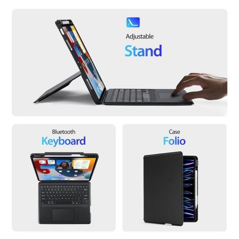 DUX DUCIS etui DK składane z klawiaturą bezprzewodową do iPad Air 13 (2024)/Pro 12.9 (2020/2021/2022) czarne