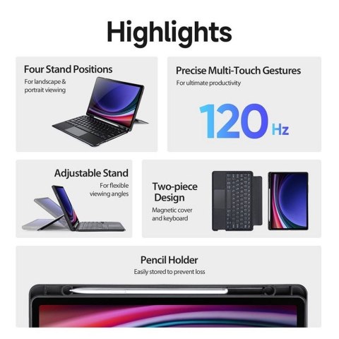 DUX DUCIS etui DK składane z klawiaturą bezprzewodową do SAMSUNG Tab S9/S9FE/S10FE czarne