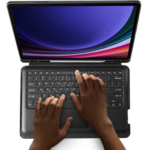 DUX DUCIS etui DK składane z podświetlaną klawiaturą bezprzewodową do SAMSUNG Tab S10 Plus/S9 Plus/S9 FE Plus czarne