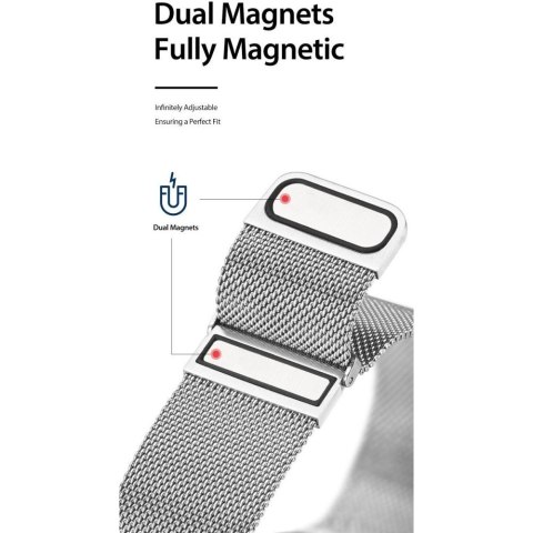 DUX DUCIS pasek MILANESE magnetyczny ze stali nierdzewnej do Apple Watch 38 / 40 / 41 mm szary