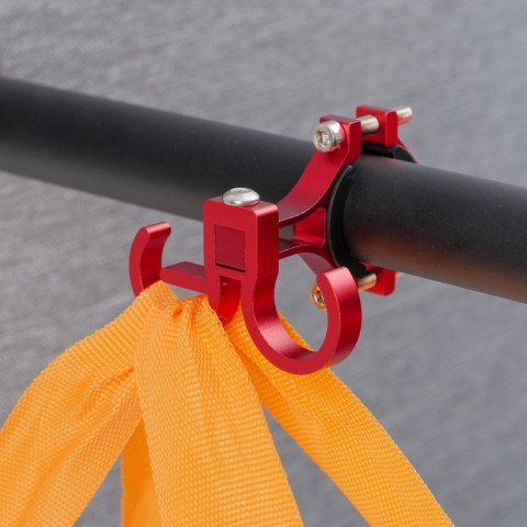 Hak uchwyt na zakupy podwójny do roweru / hulajnogi aluminiowy FS366 czerwony