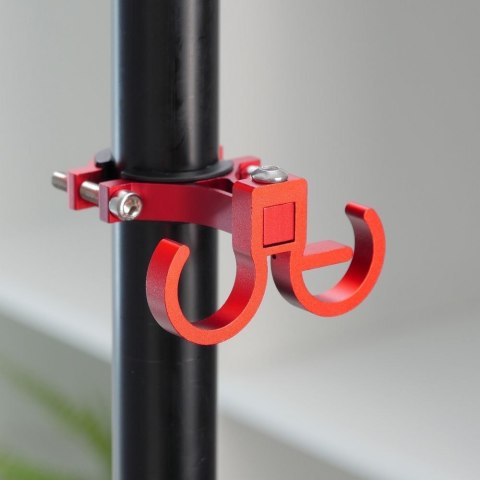 Hak uchwyt na zakupy podwójny do roweru / hulajnogi aluminiowy FS366 czerwony