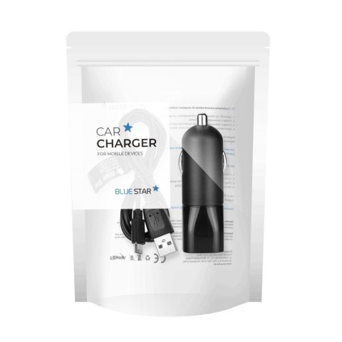 Ładowarka samochodowa Blue Star USB A 2A + kabel USB A do Micro USB czarna