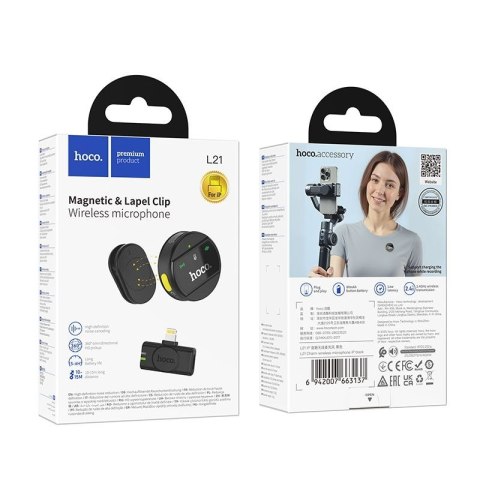 Mikrofon bezprzewodowy Lightning Hoco L21 czarny