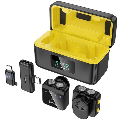 Mikrofon krawatowy bezprzewodowy Lightning / USB C Hoco 2 szt L17 czarny