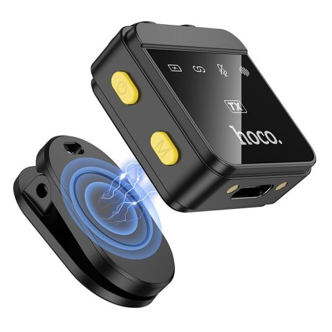 Mikrofon krawatowy bezprzewodowy Lightning / USB C Hoco 2 szt L17 czarny