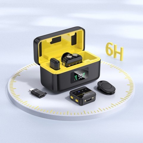 Mikrofon krawatowy bezprzewodowy Lightning / USB C Hoco 2 szt L17 czarny