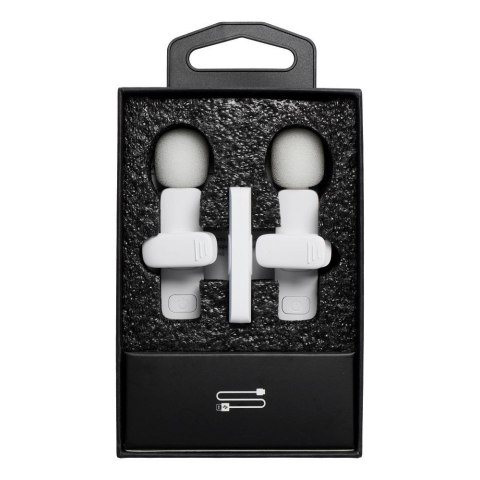 Mikrofon krawatowy bezprzewodowy Lightning podwójny (2 w zestawie) K1 biały