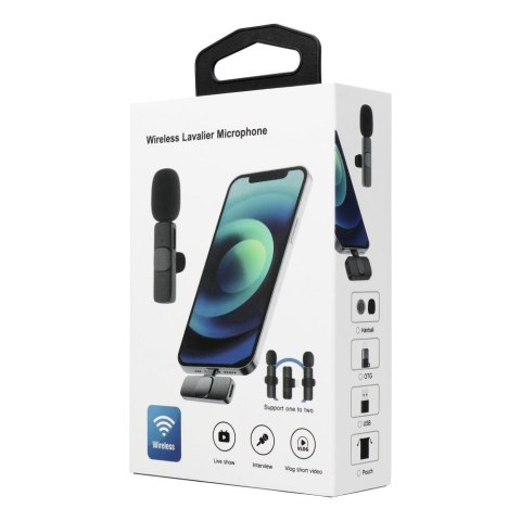 Mikrofon krawatowy bezprzewodowy Lightning podwójny (2 w zestawie) K1 biały