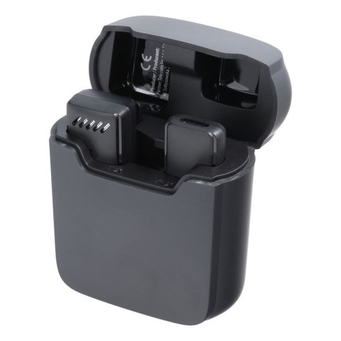 Mikrofon krawatowy bezprzewodowy Lightning z etui ładującym S11 czarny