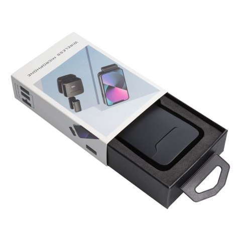 Mikrofon krawatowy bezprzewodowy Lightning z etui ładującym S11 czarny
