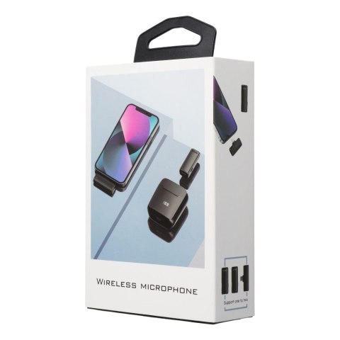 Mikrofon krawatowy bezprzewodowy Lightning z etui ładującym S11 czarny