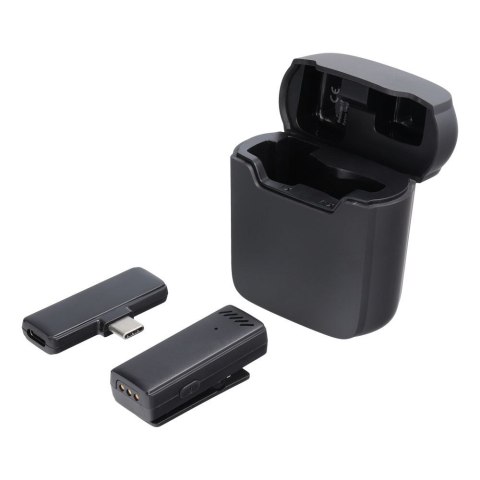 Mikrofon krawatowy bezprzewodowy Typ C z etui ładującym S11 czarny