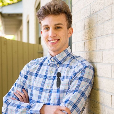 Mikrofon krawatowy bezprzewodowy USB C Hoco L15 czarny