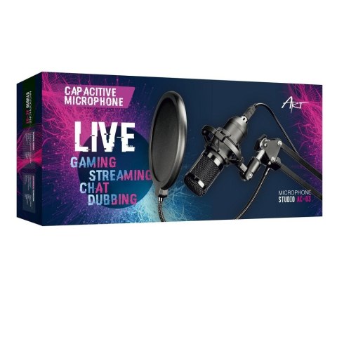 Mikrofon pojemnościowy Art na wysięgniku z membraną AC-03 czarny