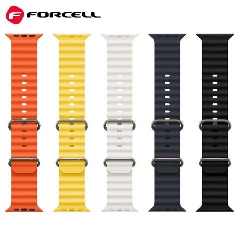 Pasek do Apple Watch Forcell F-Design FA12 dziurki silikon 42 / 44 / 45 / 49 mm zólty