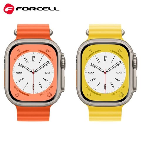 Pasek do Apple Watch Forcell F-Design FA12 dziurki silikon 42 / 44 / 45 / 49 mm zólty