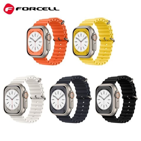 Pasek do Apple Watch Forcell F-Design FA12 dziurki silikon 42 / 44 / 45 / 49 mm zólty